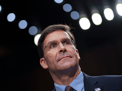 U.S. Secretary of Defense Mark Esper testifies during a Senate Armed Services Committee hearing concerning the Department of Defense budget in the Hart Senate Office Building on March 4, 2020 in Washington, DC. Esper and Milley testified about the Defense Authorization Request for Fiscal Year 2021 and the Future Years …