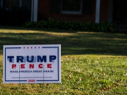 LOUISVILLE, KY - OCTOBER 13: A Trump/Pence yard sign is seen on October 13, 2020 in Louisville, Kentucky. Tuesday marked the first day of early in-person voting in Kentucky, which lasts through November 2. (Photo by Jon Cherry/Getty Images)