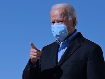 Democratic presidential candidate Joe Biden gestures after arriving in Pittsburgh, Pennsyl