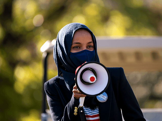 Congressional candidate Rep. Ilhan Omar (D-MN) speaks during a get out the vote event on the University of Minnesota campus on November 3, 2020 in Minneapolis, Minnesota. After a record-breaking early voting turnout, Americans head to the polls on the last day to cast their vote for incumbent U.S. President …