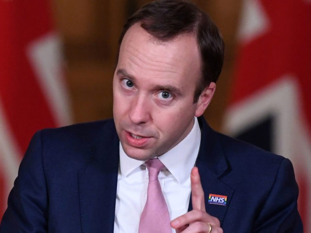 Britain's Health Secretary Matt Hancock hosts a remote press conference to update the nation on the covid-19 pandemic, inside 10 Downing Street in central London on November 16, 2020. (Photo by Stefan Rousseau / POOL / AFP) (Photo by STEFAN ROUSSEAU/POOL/AFP via Getty Images)