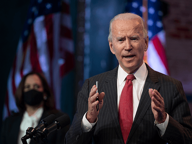 US President-elect Joe Biden speaks after a meeting with governors in Wilmington, Delaware, on November 19, 2020. - Biden said today he would not order a nationwide shutdown to fight the Covid-19 pandemic despite a surge in cases. (Photo by JIM WATSON / AFP) (Photo by JIM WATSON/AFP via Getty …