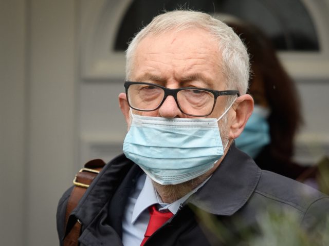 LONDON, ENGLAND - OCTOBER 29: Former Labour Party leader Jeremy Corbyn leaves his home on October 29, 2020 in London, England. The long-awaited report from the Equality and Human Rights Commission (EHRC) which was initiated in 2019 after Jewish groups alleged the party was institutionally antisemitic in its handling of …