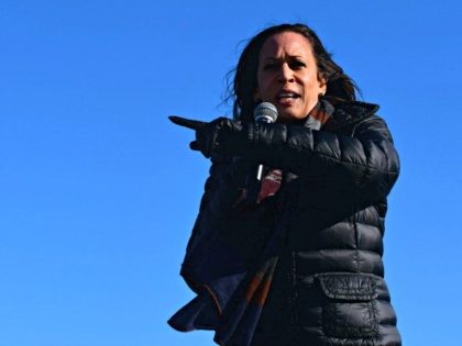 BETHLEHEM, PA - NOVEMBER 02: Democratic Vice Presidential Nominee Sen. Kamala Harris (D-CA) addresses supporters during a drive-in rally on the eve of the general election on November 2, 2020 in Bethlehem, Pennsylvania. Democratic presidential nominee Joe Biden, who is originally from Scranton, Pennsylvania, remains ahead of President Donald Trump …