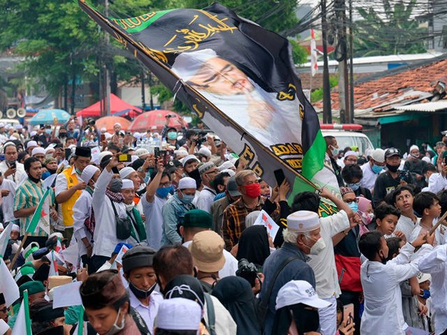 Supporters of Rizieq Shihab, leader of the Indonesian hardline organisation FPI (Front Pem