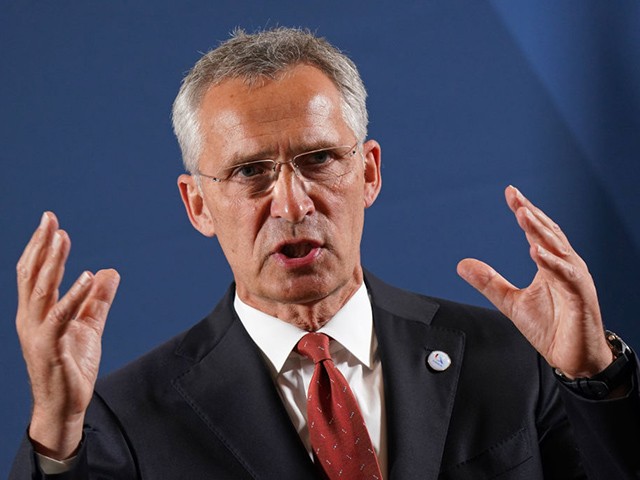 BERLIN, GERMANY - AUGUST 26: NATO Secretary General Jens Stoltenberg speaks to the media during a meeting of defense ministers of EU member states on August 26, 2020 in Berlin, Germany. The meeting, held as part of the German presidency of the European Council presidency, was the first such meeting to be held in person with attendees since the start of the coronavirus pandemic.  (Photo by Sean Gallup/Getty Images)