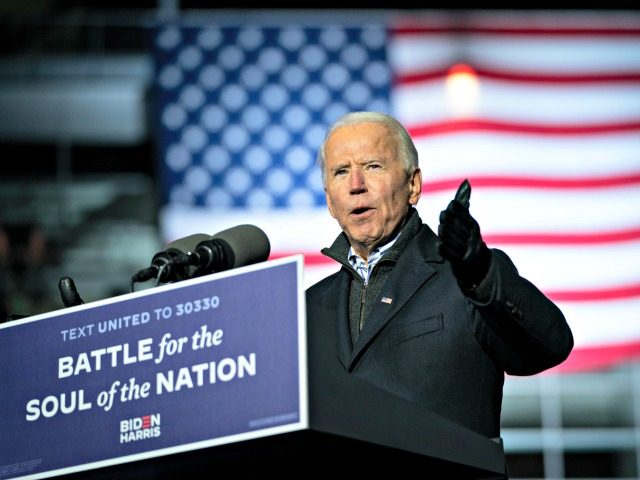 PITTSBURGH, PA - NOVEMBER 02: Democratic presidential nominee Joe Biden speaks during a dr