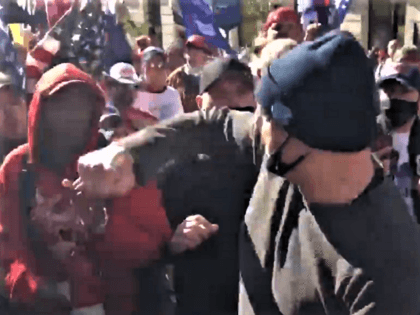 Anti-fascist assaults a Black Trump supporter shortly before the Million MAGA March on Nov