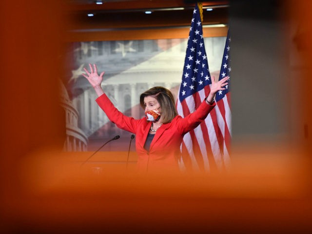 US Speaker of the House, Nancy Pelosi, Democrat of California, holds her weekly press briefing on Capitol Hill in Washington, DC, on November 6, 2020. - Pelosi, the top Democrat in Congress, on Friday called Joe Biden the "president-elect" of the United States after he pulled ahead in key election …