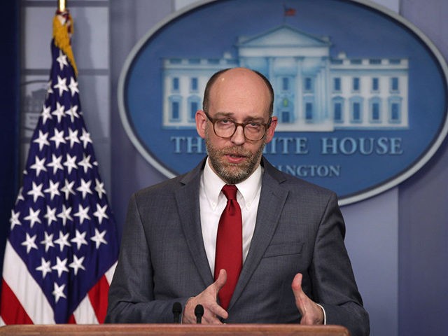 WASHINGTON, DC - MARCH 11: Acting Director of Office of Management and Budget Russell Vought speaks during a news briefing at the James Brady Press Briefing Room of the White House March 11, 2019 in Washington, DC. Vought joined White House Press Secretary Sarah Sanders to discuss various topics, including …