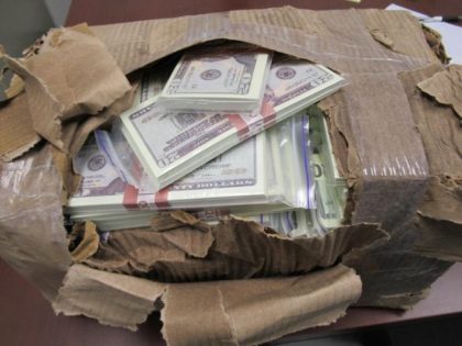 Counterfeit U.S. currency seized at Chicago Mail facility in October. (Photo: U.S. Customs and Border Protection)