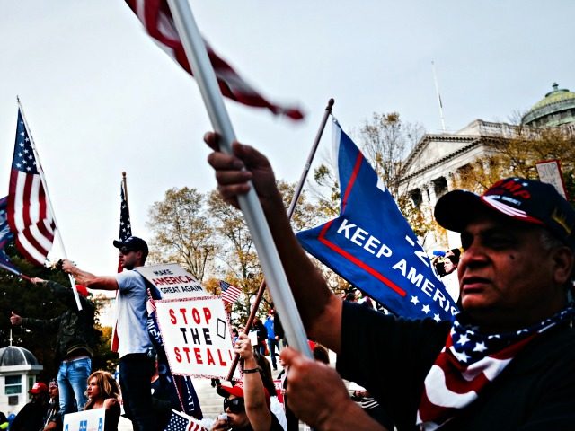 HARRISBURG, PENNSYLVANIA - NOVEMBER 05: Dozens of people calling for stopping the vote cou