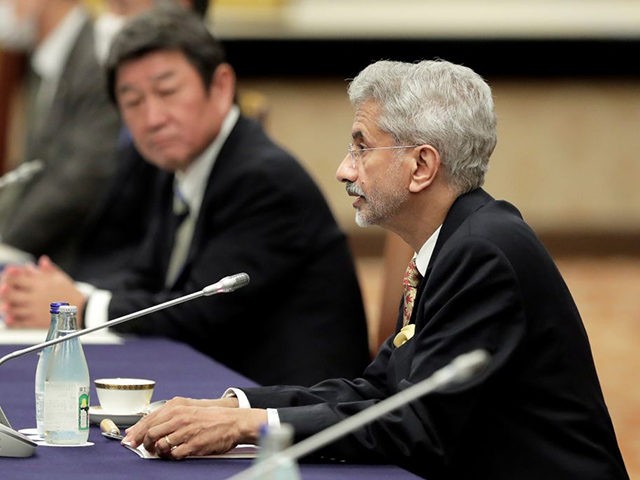 India's Foreign Minister Subrahmanyam Jaishankar (R) attends the four Indo-Pacific nations