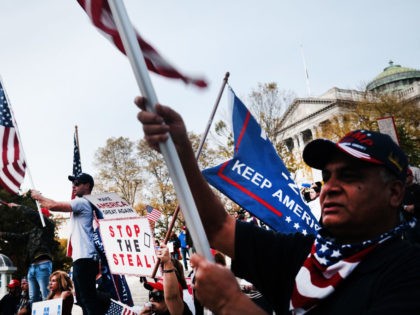 HARRISBURG, PENNSYLVANIA - NOVEMBER 05: Dozens of people calling for stopping the vote cou