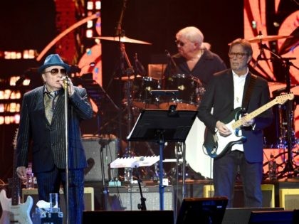LONDON, ENGLAND - MARCH 03: Van Morrison (L) and Eric Clapton perform on stage during Music For The Marsden 2020 at The O2 Arena on March 03, 2020 in London, England. (Photo by Gareth Cattermole/Gareth Cattermole/Getty Images)