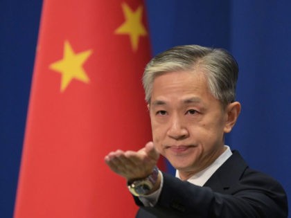 Chinese Foreign Ministry spokesman Wang Wenbin takes a question at the Foreign Ministry briefing in Beijing on November 9, 2020. (Photo by GREG BAKER / AFP) (Photo by GREG BAKER/AFP via Getty Images)