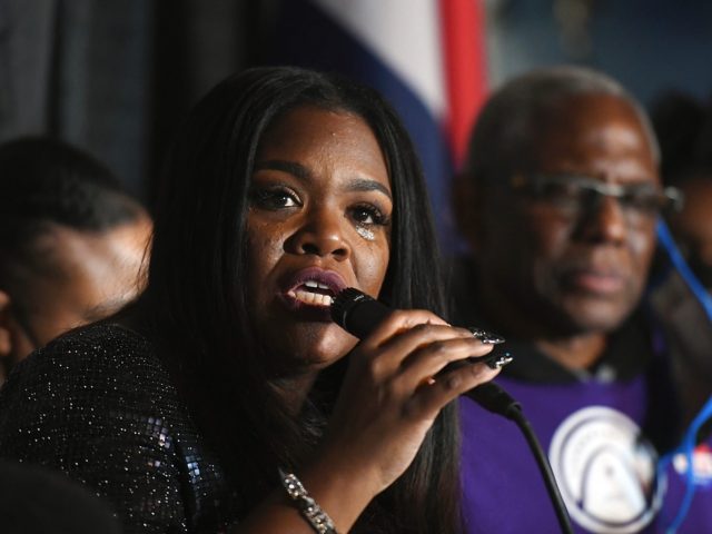 ST. LOUIS, MO - NOVEMBER 03: Congresswoman-elect Cori Bush speaks during her election-night watch party on November 3, 2020 at campaign headquarters in St. Louis, Missouri. With tonight's victory, the Democrat Bush becomes the first African-American woman to be elected to Congress from the state of Missouri. (Photo by Michael …