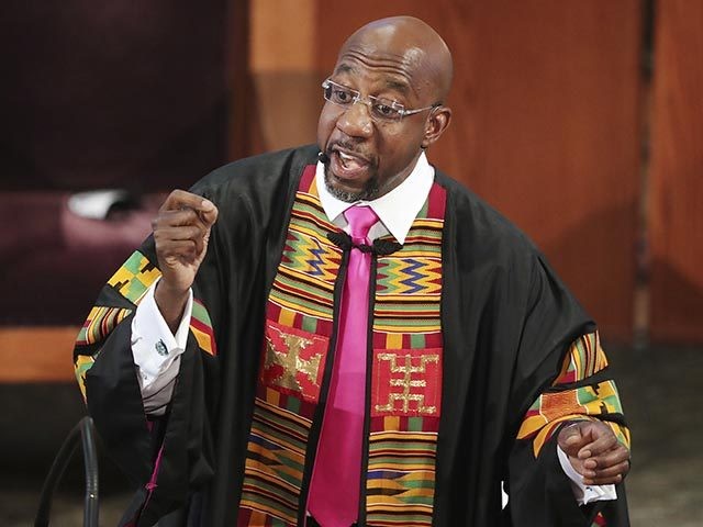 Rev. Raphael G. Warnock delivers the eulogy for Rayshard Brooks' funeral at Ebenezer Baptist Church, Tuesday, June 23, 2020, in Atlanta. Brooks is to be remembered at the Atlanta church where the Rev. Martin Luther King Jr. once preached. Brooks, 27, was shot twice in the back June 12 by …