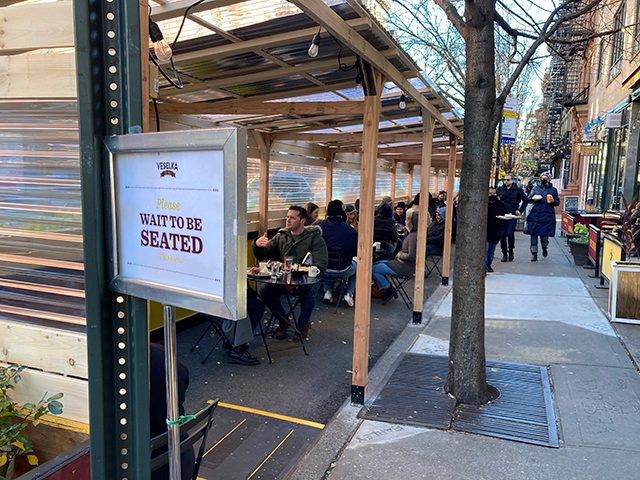 Outdoor dining with social distancing measures in Downtown Manhattan on December 6, 2020.