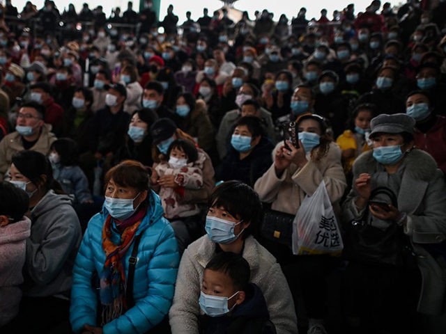 People wearing face masks as a preventive measure against the COVID-19 coronavirus watch a walrus show at Haichang Ocean Park in Wuhan on November 23, 2020. (Photo by Hector RETAMAL / AFP) (Photo by HECTOR RETAMAL/AFP via Getty Images)