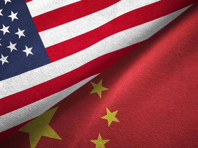 China and United States flags together realtions textile cloth fabric texture