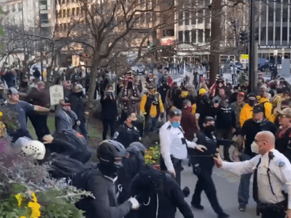 DC police break up a fight between Antifa and Proud Boys on December 12. (Video Screenshot/Townhall Media/Julio Rosas)