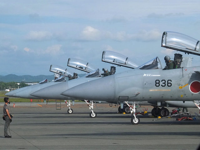 This photo taken on September 7, 2017 shows F-15J Eagle fighter aircraft, Japan Air Self-D