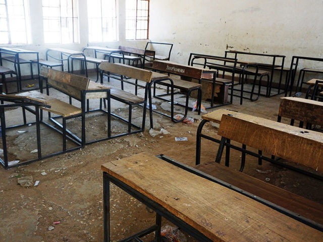 A picture taken on February 28, 2018 at the Government Girls Technical College at Dapchi town in northern Nigerian, shows a classroom deserted by fleeing students after Boko Haram Islamists kidnapped 110 school girls. Nigeria's government on March 1 said it had set up a committee to establish how Boko …