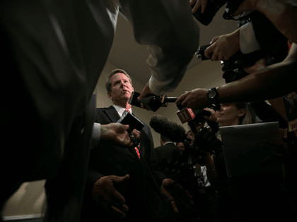 Secretary of State Brian Kemp addresses the media after he declares victory during an election watch party on July 24, 2018 in Athens, Georgia. Kemp defeated opponent Casey Cagle in a runoff election for the Republican nomination for the Georgia Governor's race. (Photo by Jessica McGowan/Getty Images)