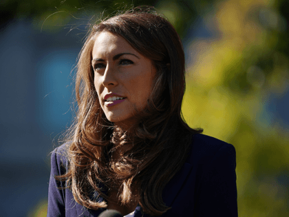 White House Director of Strategic Communications Alyssa Farah speaks to reporters in front