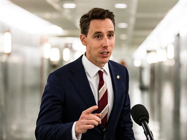 WASHINGTON, DC - OCTOBER 22: Senator Josh Hawley (R-MO) makes a statement after voting in the Judiciary Committee to move the nomination of Judge Amy Coney Barrett to the Supreme Court out of committee and on to the Senate for a full vote on October 22, 2020 in Washington, DC. …