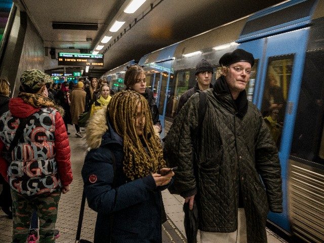 STOCKHOLM- SWEDEN - DECEMBER 4: Passengers are waiting on the platform at the T-centralen