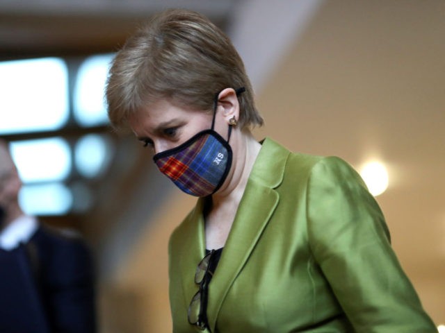 EDINBURGH, SCOTLAND - DECEMBER 10: Scottish First Minister Nicola Sturgeon arrives for the First Minister's Questions at the parliament in Holyrood on changes to the COVID-19 five-level system in Scotland, on December 10, 2020 in Ediburgh, Scotland. (Photo by Russell Cheyne - Pool/Getty Images)