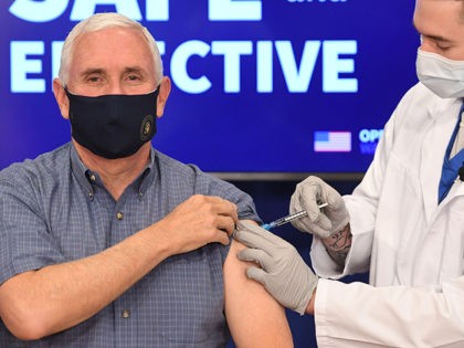 US Vice President Mike Pence receives the COVID-19 vaccine in the Eisenhower Executive Off