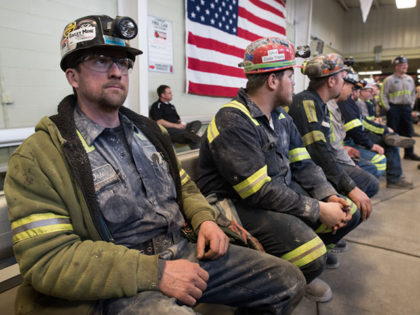 SYCAMORE, PA - APRIL 13: Coal miner Dale Travis, 53, of Wheeling, West Virginia, waits for the arrival of U.S. Environmental Protection Agency Administrator Scott Pruitt to visit with miners at the Harvey Mine on April 13, 2017 in Sycamore, Pennsylvania. The Harvey Mine, owned by CNX Coal Resources, is …