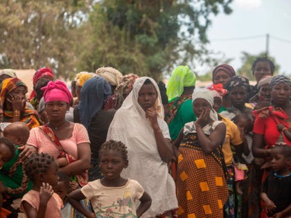 Displaced women attend a meeting on December 11, 2020, at the Centro Agrrio de Napala wher