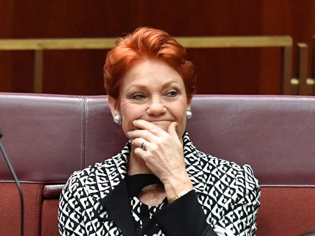 CANBERRA, AUSTRALIA - JUNE 17: One Nation Senator Pauline Hanson during Senate Business in