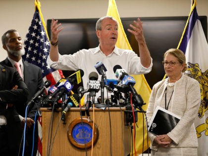 NEWARK, NJ - AUGUST 14: New Jersey Governor Phil Murphy speaks about Newark's ongoing water crisis during a press conference held at the Newark Health Department on August 14, 2019 in Newark, New Jersey. The city recently began distributing bottled water to residents affected by tap water that's been contaminated …