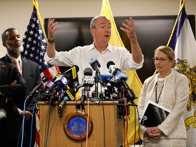 NEWARK, NJ - AUGUST 14: New Jersey Governor Phil Murphy speaks about Newark's ongoing wate