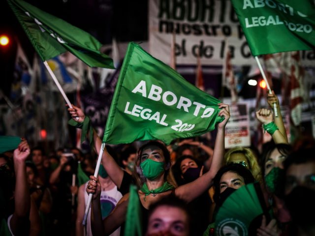BUENOS AIRES, ARGENTINA - DECEMBER 30: Pro-choice demonstrators wait for the result of vot