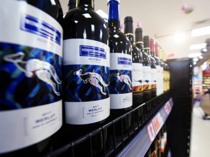 Bottles of Australian wine are displayed at a supermarket in Hangzhou, in eastern China's Zhejiang province on November 27, 2020. (Photo by STR / AFP) / China OUT (Photo by STR/AFP via Getty Images)