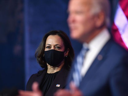 US President-elect Joe Biden delivers remarks alongside US Vice President-elect Kamala Harris at The Queen in Wilmington, Delaware, on November 10, 2020. - President-elect Joe Biden said November 10, 2020 he had told several world leaders that "America is back" after his defeat of Donald Trump in last week's bitterly …