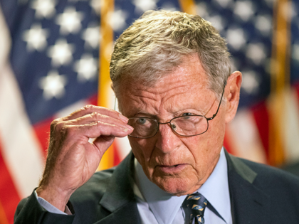 Senate Armed Services Committee Chairman James Inhofe, R-Okla., speaks to reporters following a GOP policy meeting on Capitol Hill, Tuesday, June 30, 2020, in Washington. (AP Photo/Manuel Balce Ceneta)