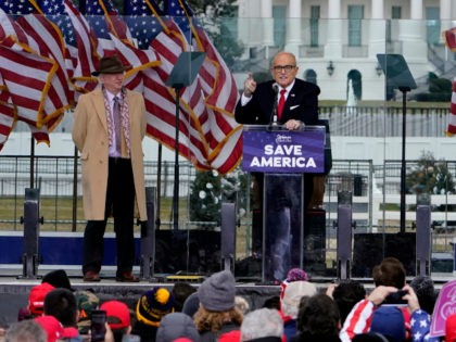 Former New York City Mayor Rudy Giuliani speaks Wednesday, Jan. 6, 2021, in Washington, at a rally in support of President Donald Trump called the "Save America Rally." (AP Photo/Jacquelyn Martin)