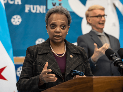 Mayor Lori Lightfoot speaks to reporters after visiting preschool classrooms at Dawes Elementary School in Chicago, Monday, Jan. 11, 2021. Monday was the first day of optional in-person learning for preschoolers and some special education students in Chicago Public Schools after going remote last March due to the coronavirus pandemic. …