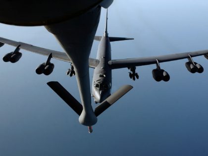 OVER THE INDIAN OCEAN - MARCH 24: A B-52 Stratofortress receives fuel from a KC-135 Stratotanker in support of Operation Iraqi Freedom March 24, 2003 over the Indian Ocean. Coalition forces continue to push toward Baghdad, though sporadic resistance has intensified. (Photo by Cherie A. Thurlby/U.S. Air Force/Getty Images)