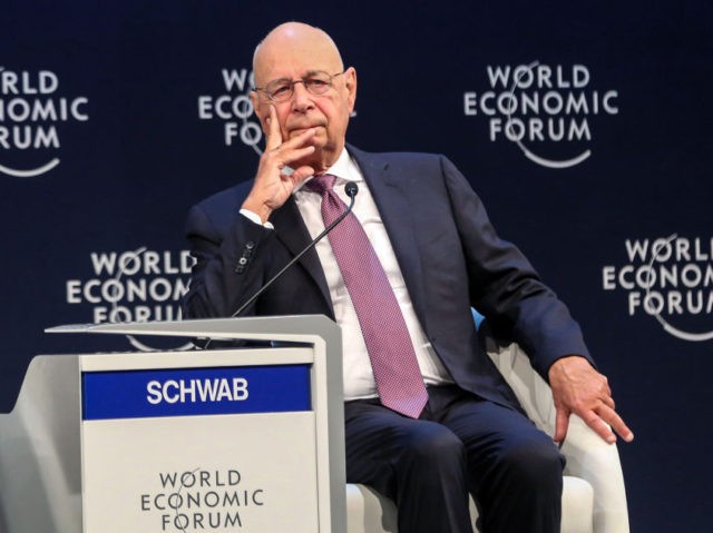 Klaus Schwab, founder and executive chairman of the World Economic Forum (WEF), looks on as he sits on a panel during the 2019 World Economic Forum on the Middle East and North Africa, at the King Hussein Convention Centre at the Dead Sea, in Jordan on April 6, 2019. (Photo …