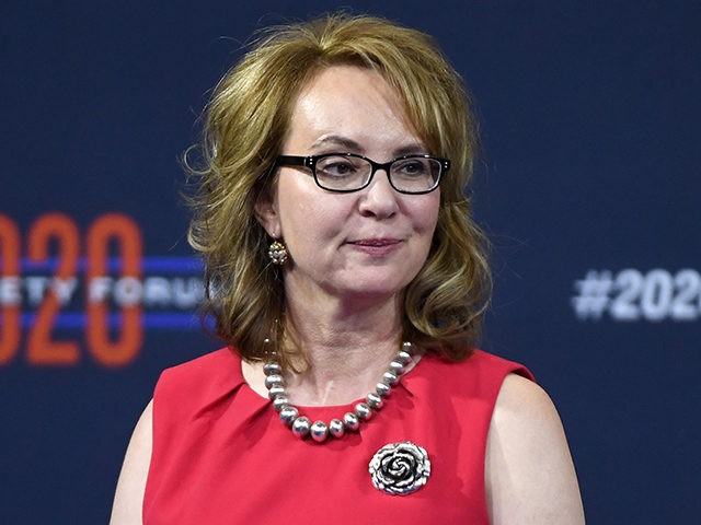 LAS VEGAS, NEVADA - OCTOBER 02: Former U.S. Rep. Gabrielle Giffords looks on during the 2020 Gun Safety Forum hosted by gun control activist groups Giffords and March for Our Lives at Enclave on October 2, 2019 in Las Vegas, Nevada. Nine Democratic presidential candidates are taking part in the …