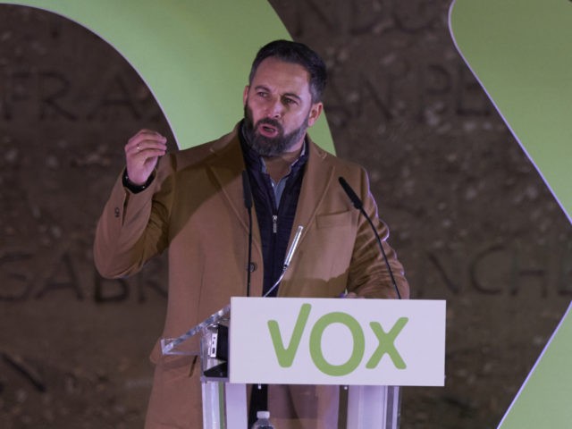 MADRID, SPAIN - NOVEMBER 08: President of far right party Vox, Santiago Abascal speaks during a rally ahead of the general elections on November 08, 2019 in Madrid, Spain. Spain holds its fourth general election in four years on Sunday 10th November in a hope to break prolonged political deadlock. …