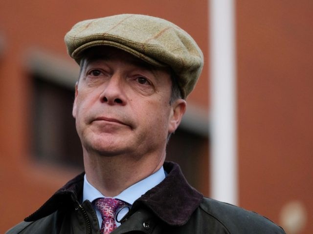 HARTLEPOOL, ENGLAND - NOVEMBER 11: Brexit Party leader Nigel Farage attends a remembrance service to mark Armistice Day at Hartlepool War Memorial on November 11, 2019 in Hartlepool, England. Mr Farage is in Hartlepool as part of the Brexit Party general election campaign tour. Britain goes to the polls on …